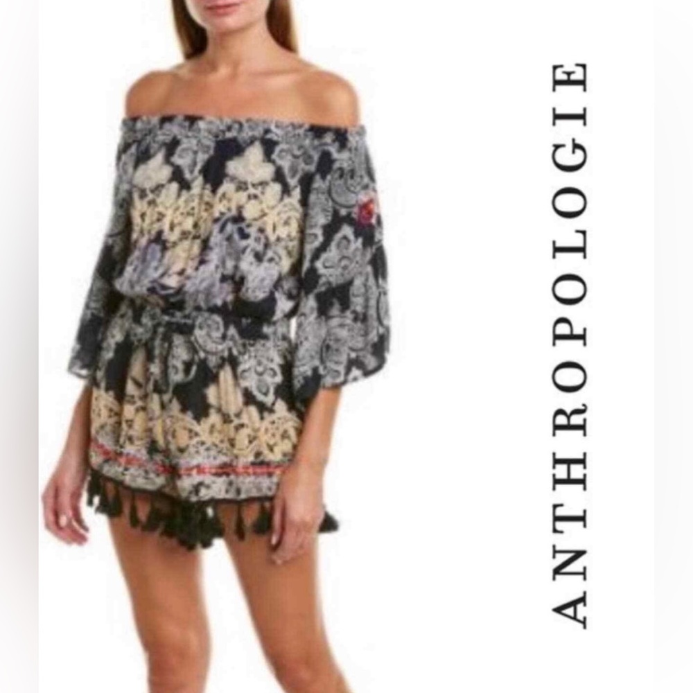 NWT Anthropologie Raga Tassel Off The Shoulder Romper Size Small
